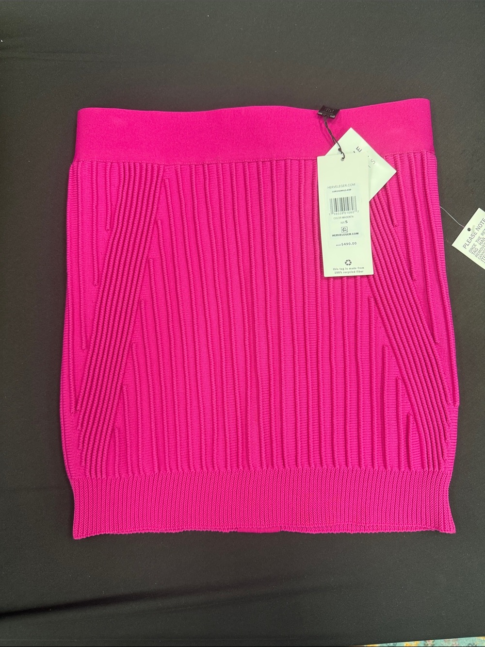 Herve Leger Hot Pink Ribbed Mini Skirt